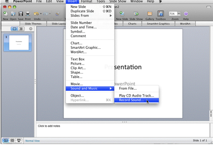 how to add audio to powerpoint online on a mac